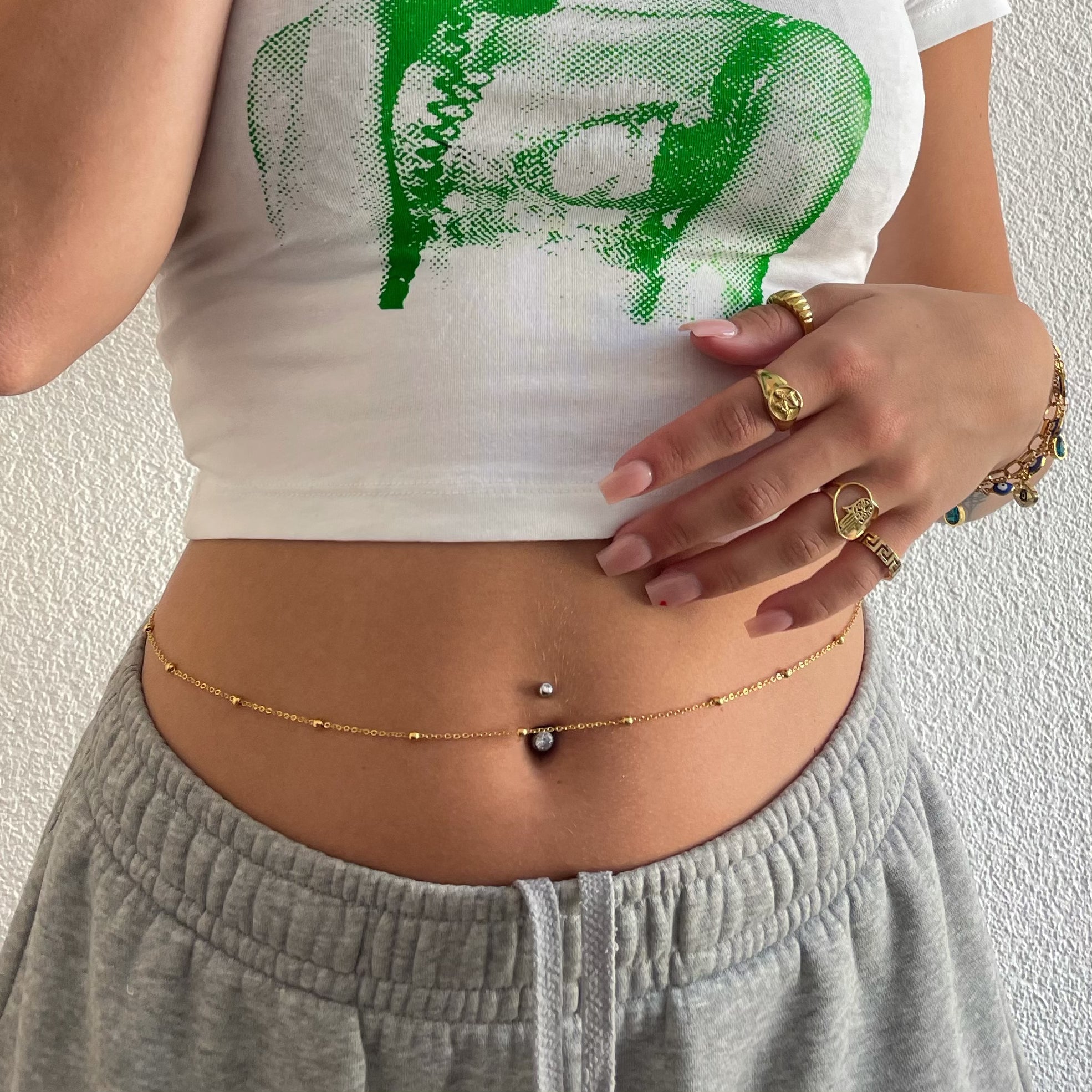 18k Solid Gold Luxury Waist Beads, Gold Belly Chain, Gold Waist Beads, 18k Gold Dainty Body Chain