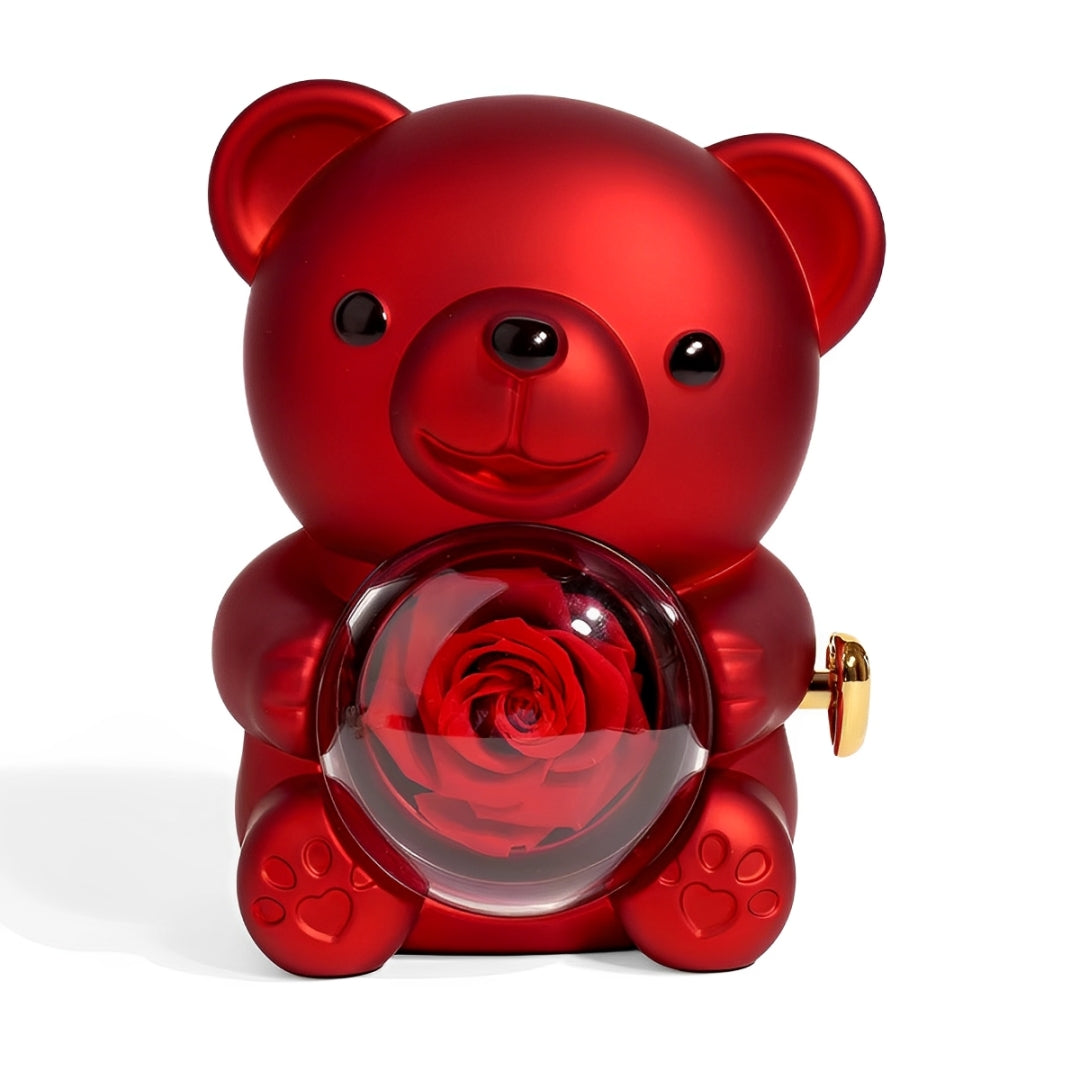 Eternal Rose Bear With Custom Engraved Necklace – Regina Jewelry