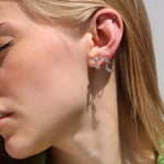 Clip on earrings for women in silver moon and star, no piercing ear clips
