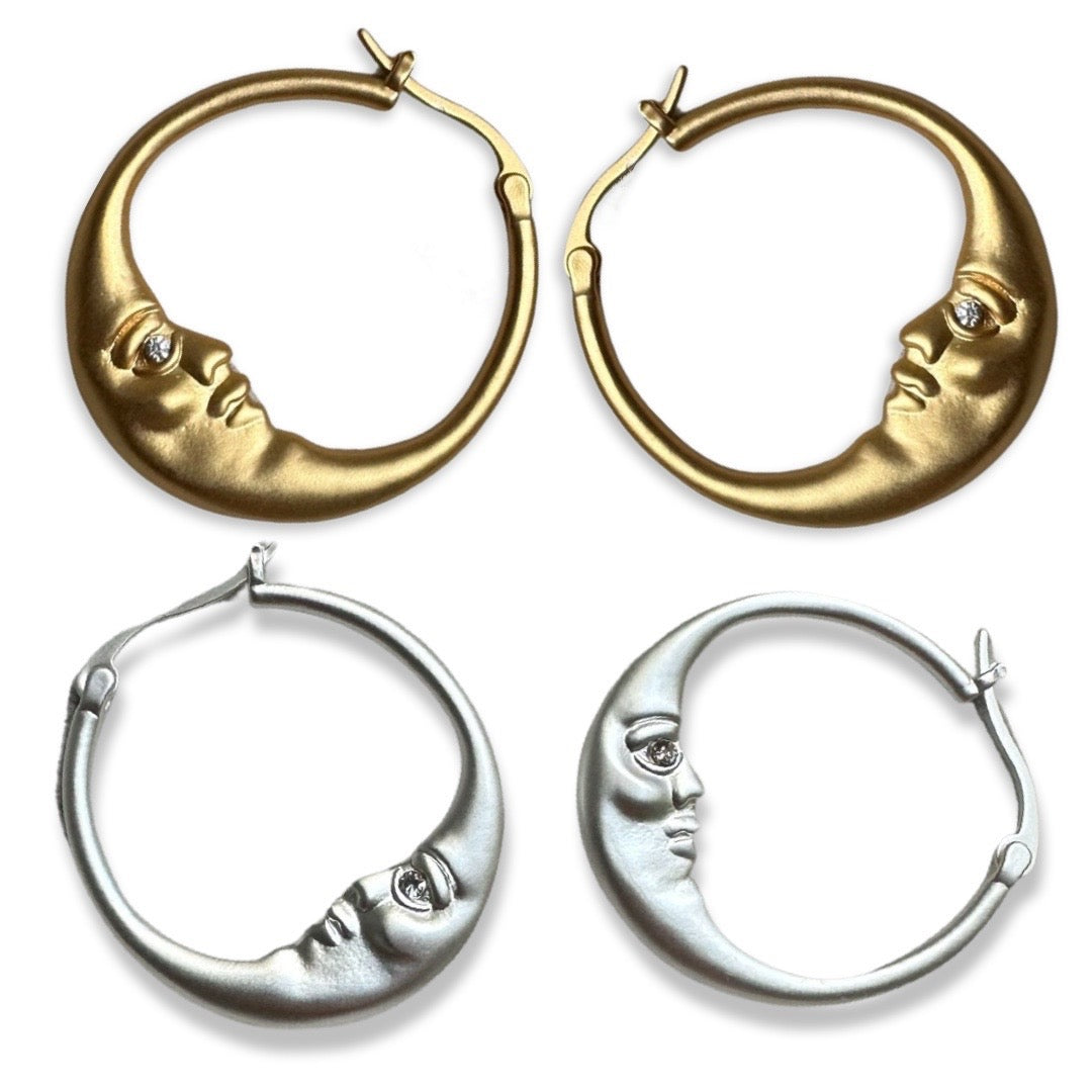 Gold Moon Earrings | Crescent Moon Stud Earrings | Henryka UK