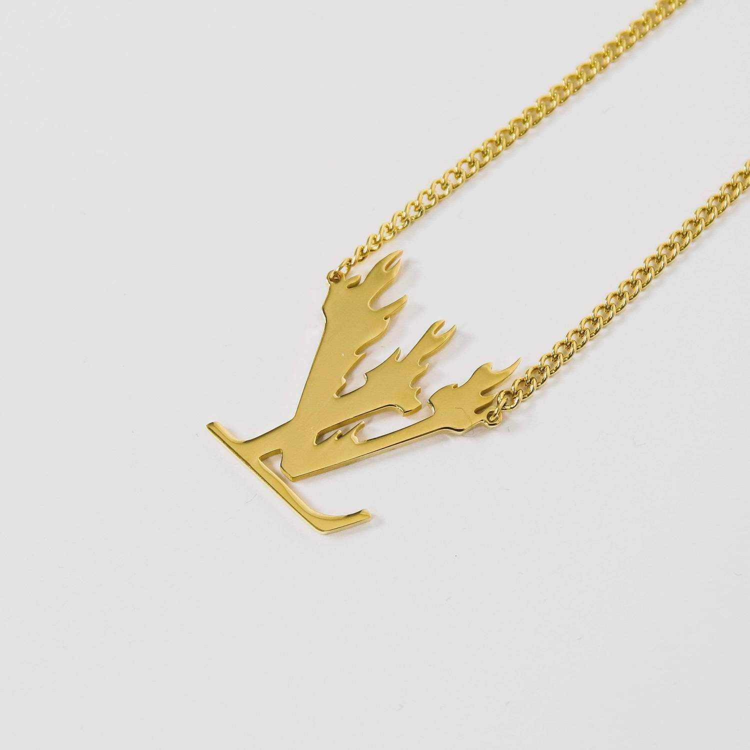 LV flames necklace// RESTOCKED, tetecalvente #lv #louisvuitton #necklace  #gold #goldjewelry #flames #fashion #vintagej…