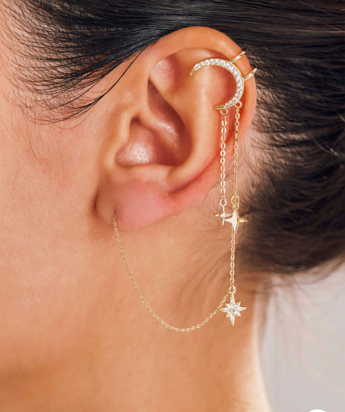 Moon & Stars Thread Cuff Earrings