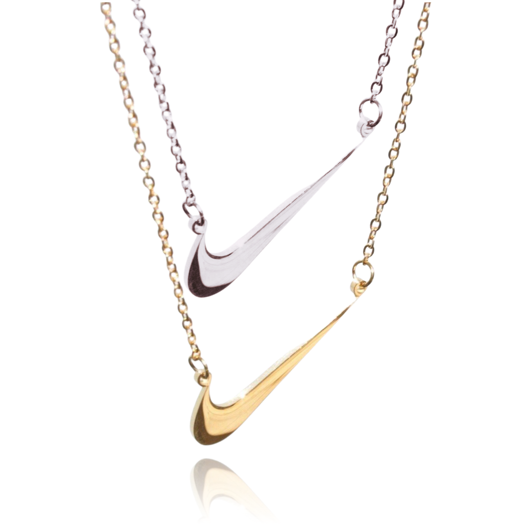 Gold Nike Swoosh Pendant Retro Sterling Silver 14k