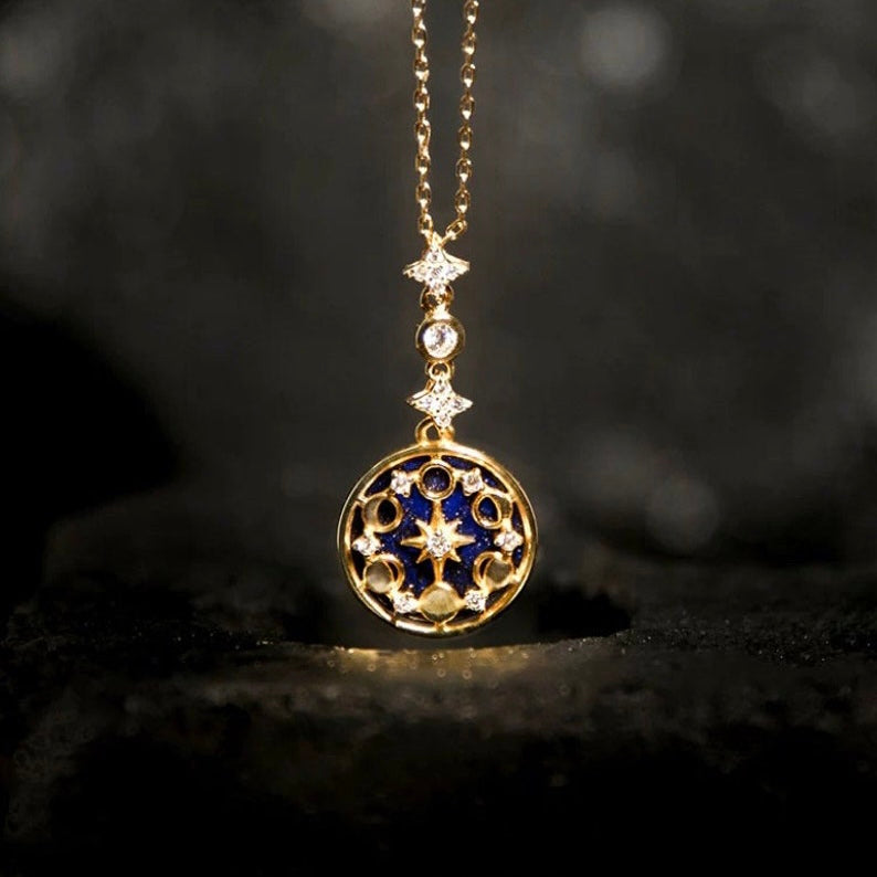 Moon Phase Sandstone Necklace