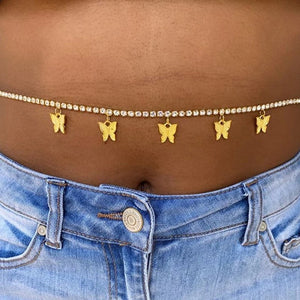 Butterfly Crystal Waist Chain (Gold & Silver)