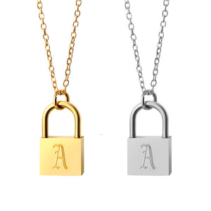 The Embossed Old English Lock Necklace - Metal : Sterling Silver - Letter : P - The M Jewelers